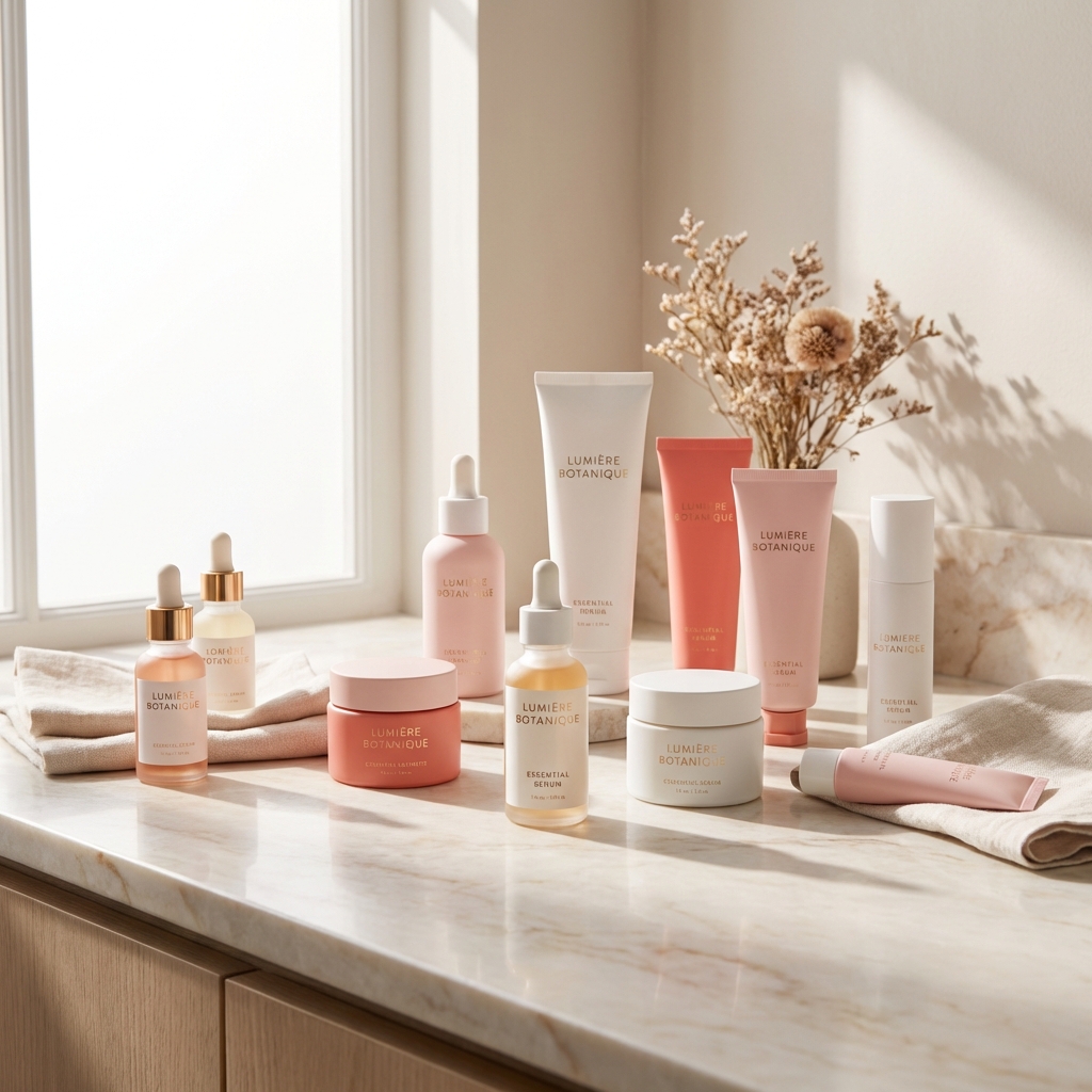 Premium skincare products display